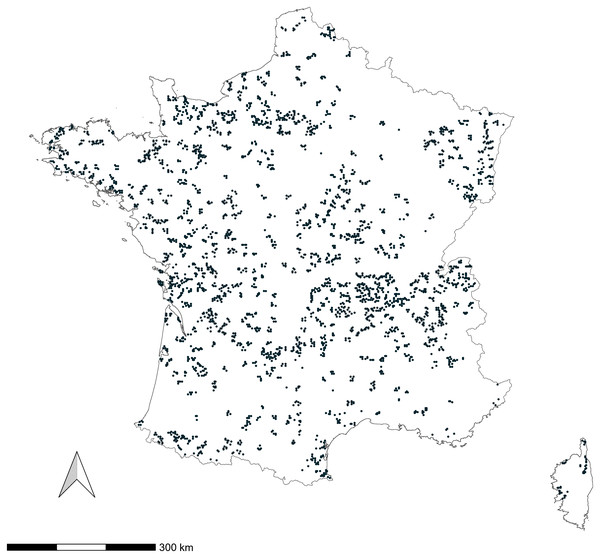 Spatial distribution of surveyed EPOC-ODF locations (n = 3,505) over 2021–2023 breeding seasons.