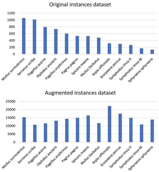 Distribution of fish species in the DeepFish dataset for the selected species.