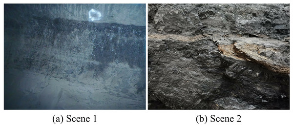 (A and B) Images from different coal mine scenes.