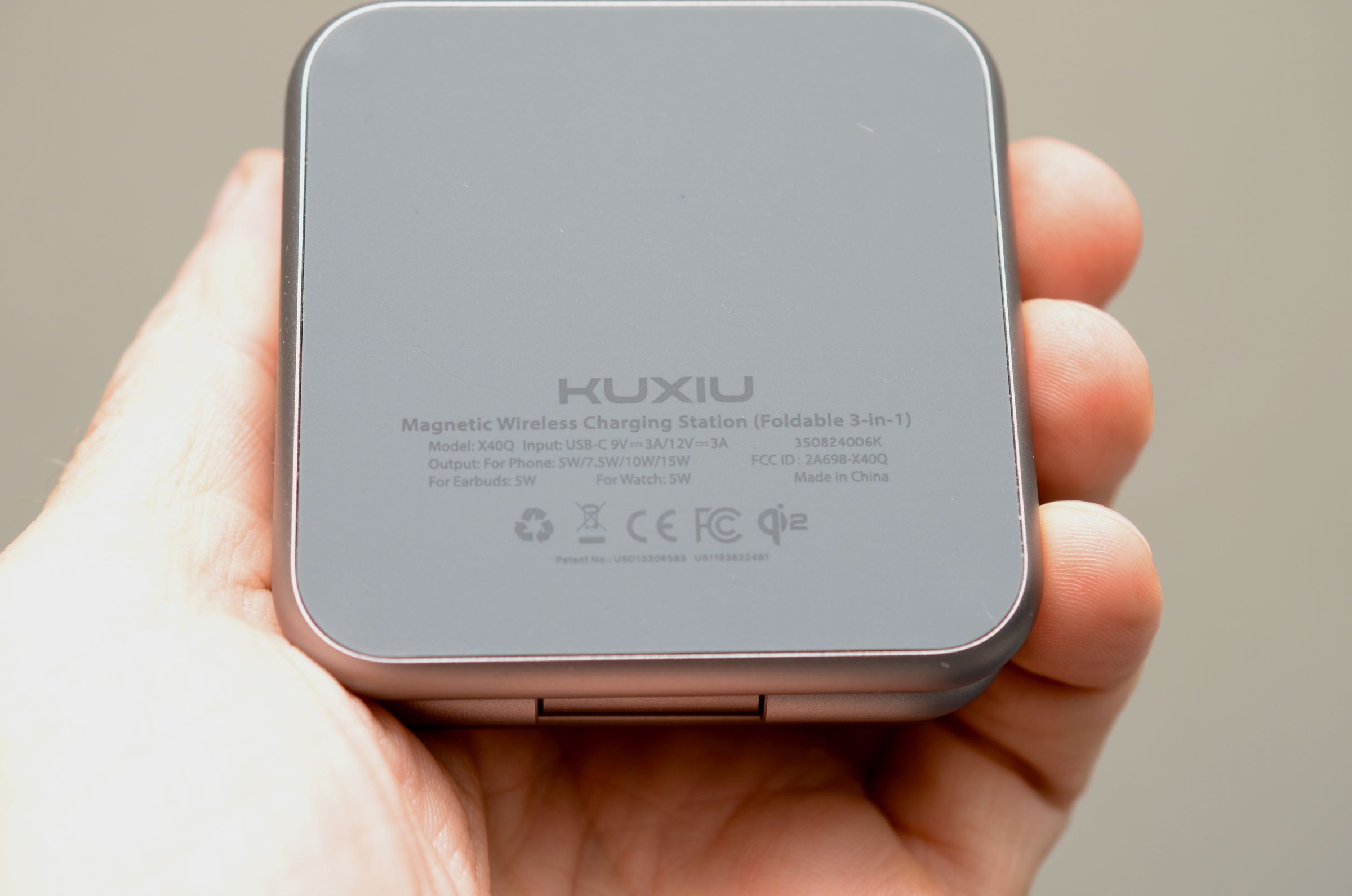 <em>Here, you can read the rated specs for this Qi2 wireless charging stand branded with Kuxiu, model X40Q.</em>