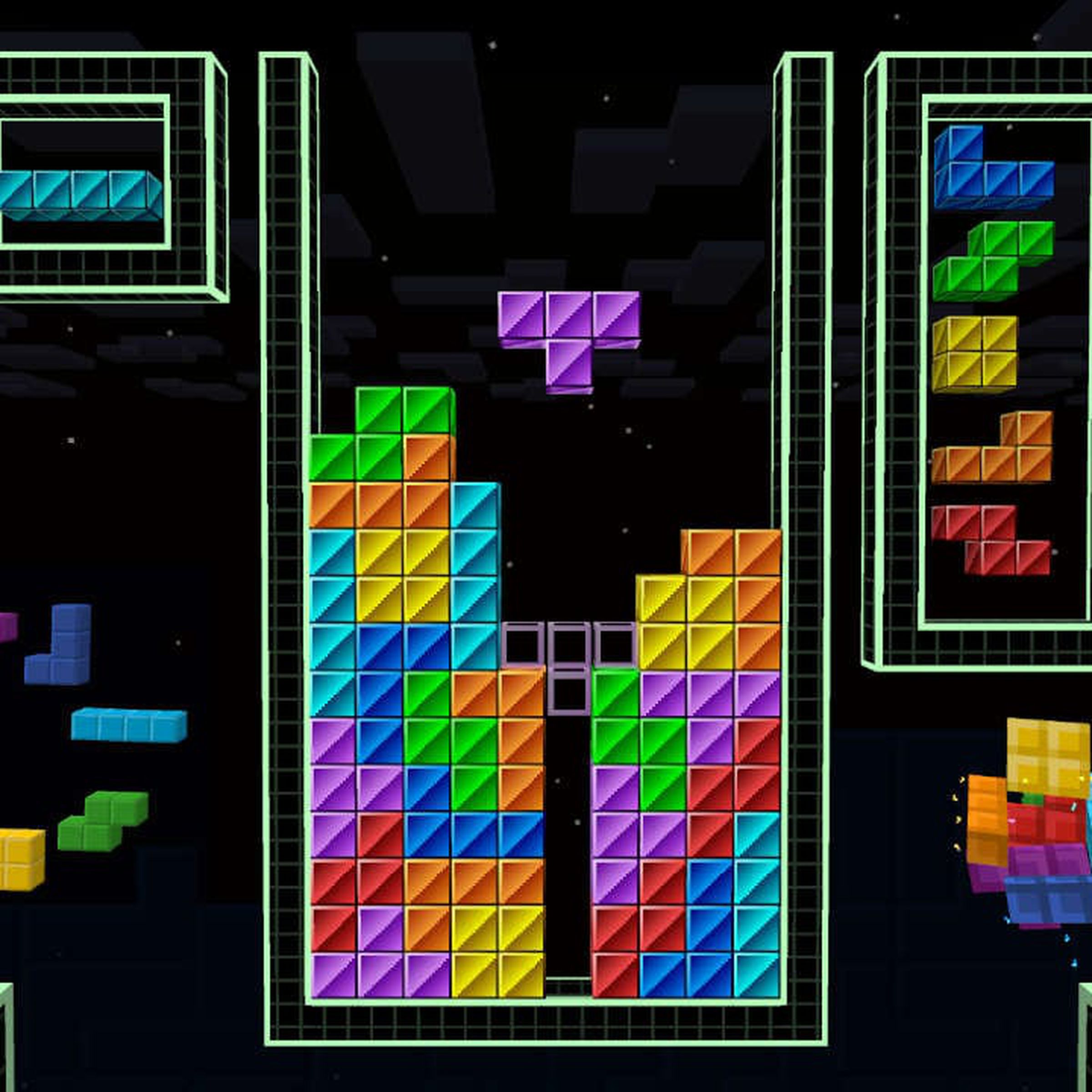 A screenshot of Tetris inside of Minecraft.