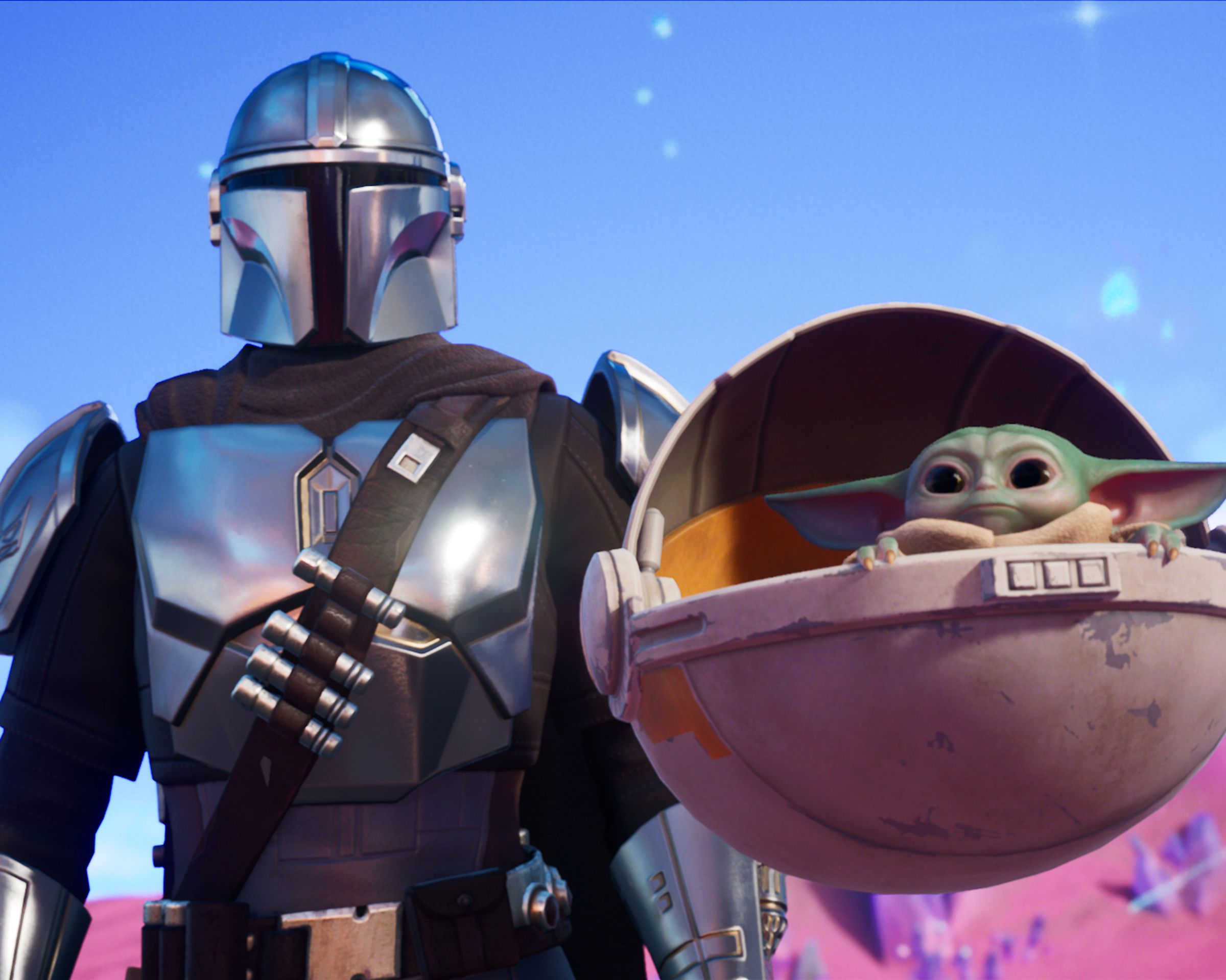 An image of The Mandalorian and Grogu in Fortnite.