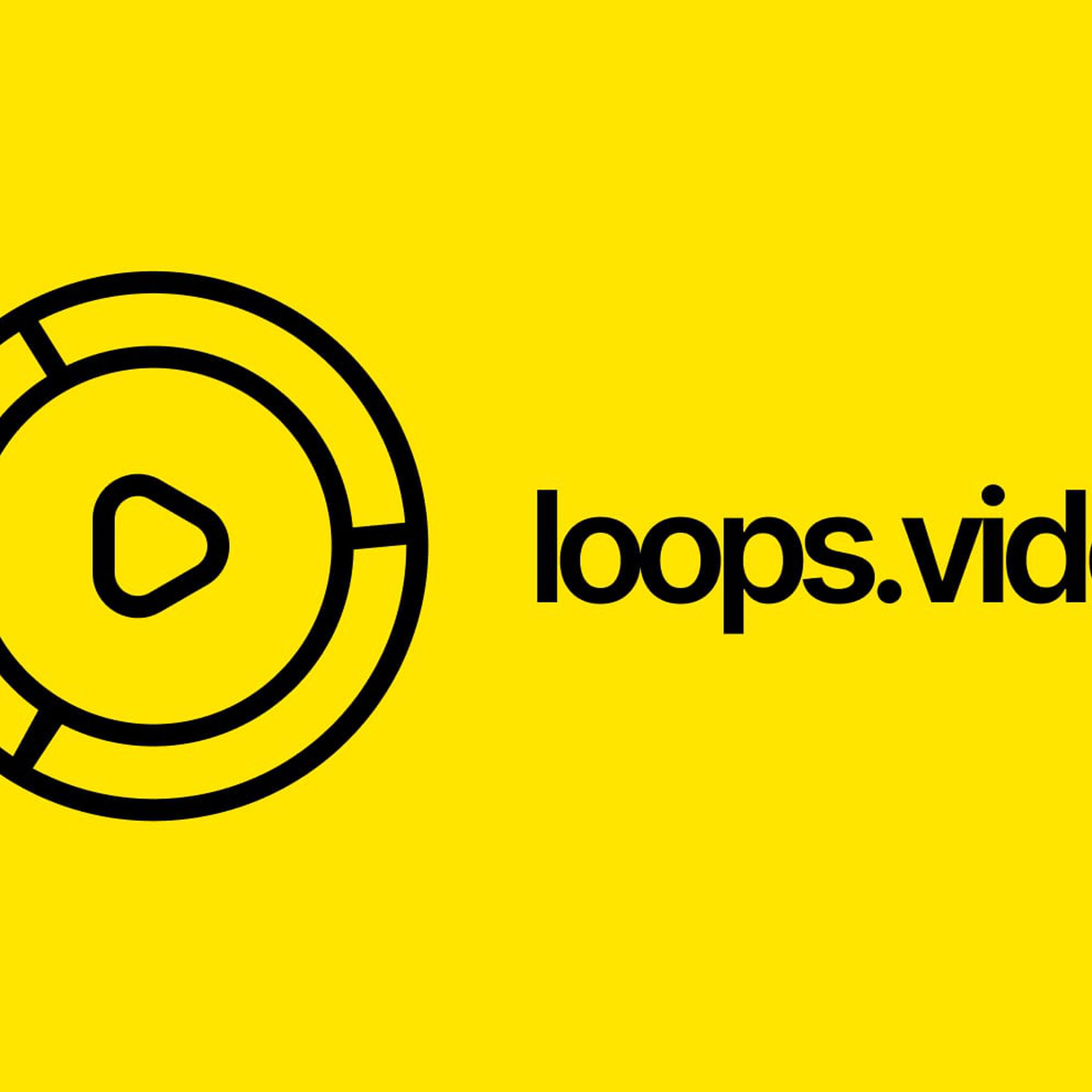 The Loops logo — a triangle inside a circle — next to the URL, loops.video