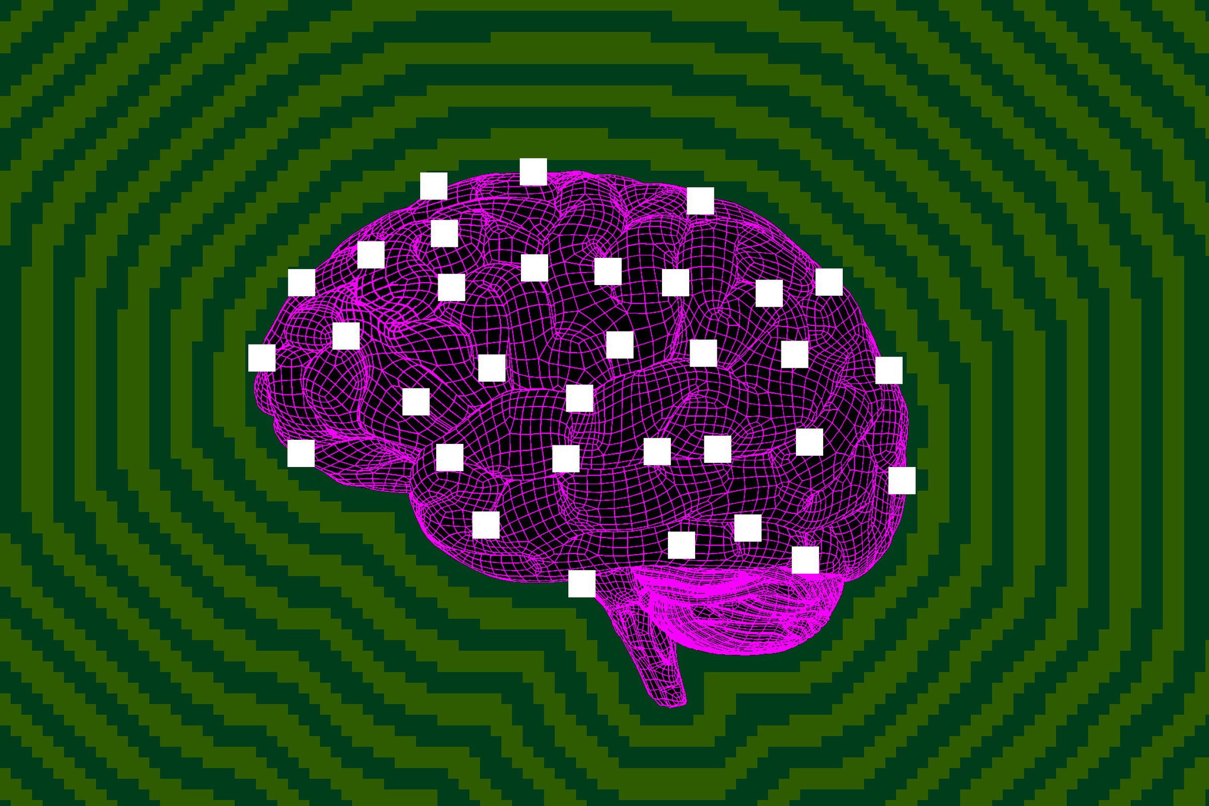 Photo illustration of a brain made of data points.