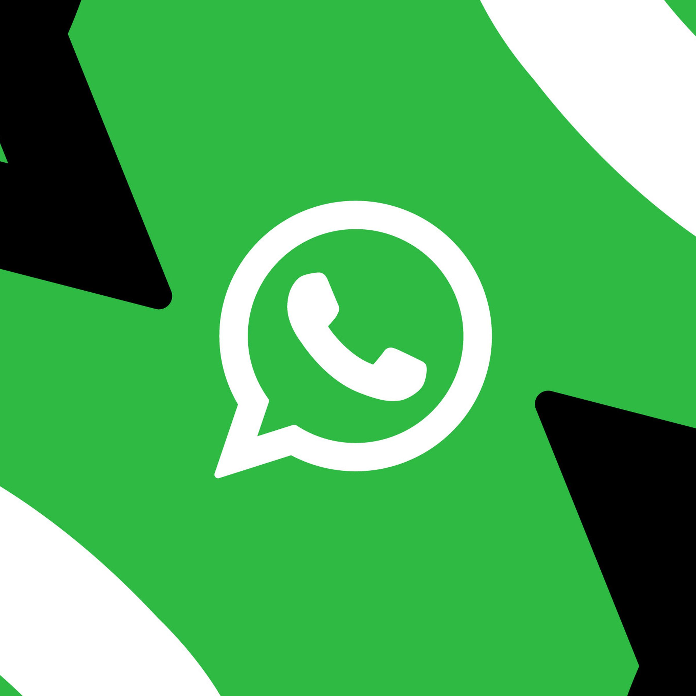 WhatsApp logo on a green, black, and white background