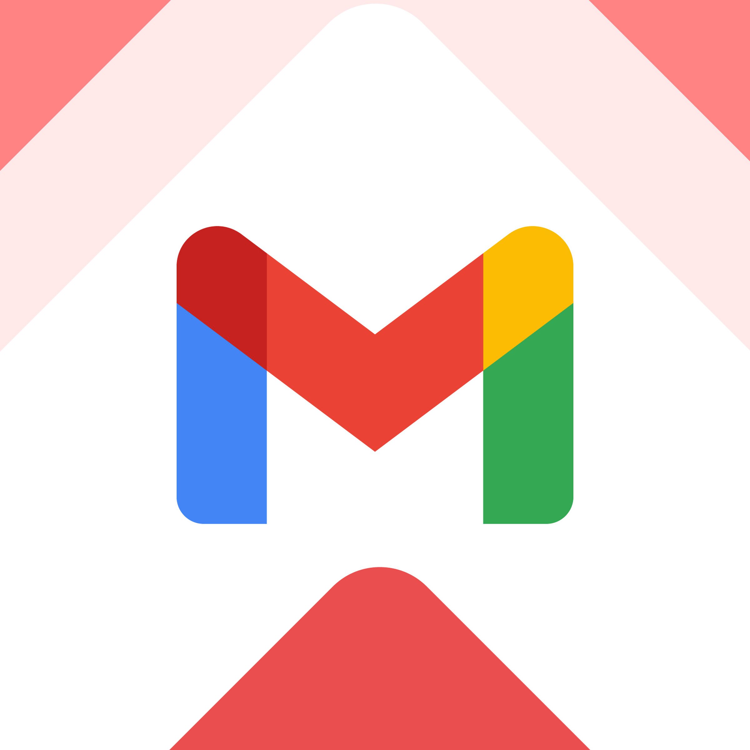 The Gmail logo on a red and white background