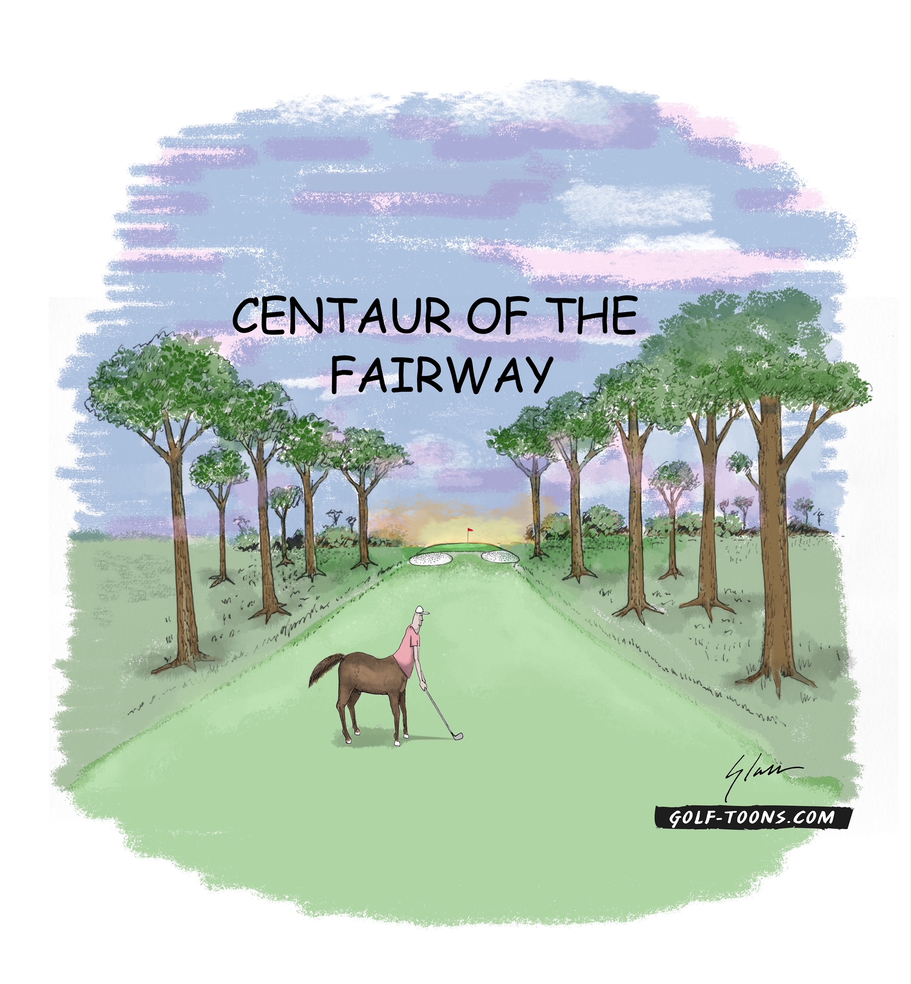 Centaur of the Fairway shows a centaur in the fairway