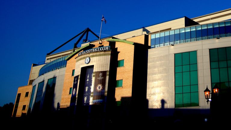 An exterior view of Chelsea's Stamford Bridge stadium