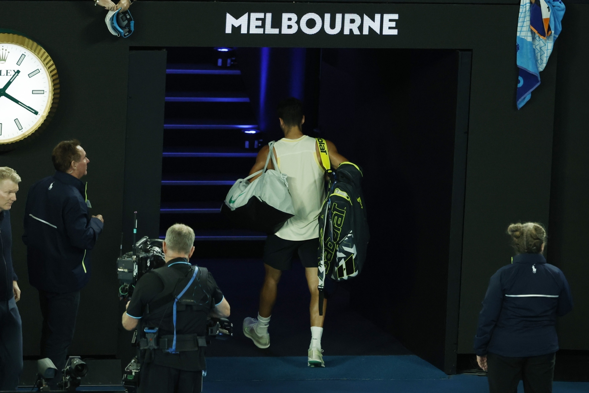 Alcaraz, en el tnel de la Rod Laver Arena