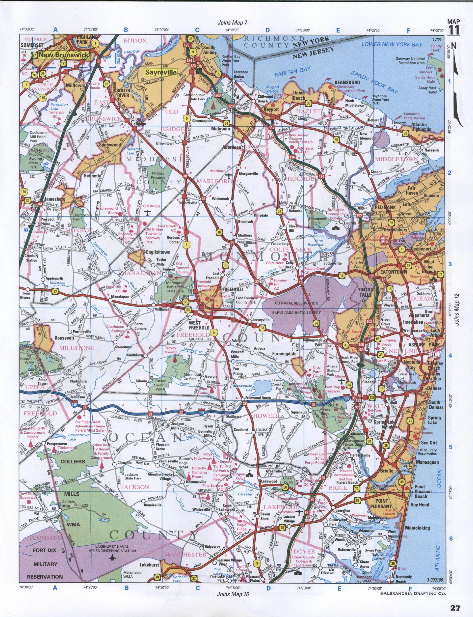 Image map of Monmouth County, New Jersey state, Freehold Borough