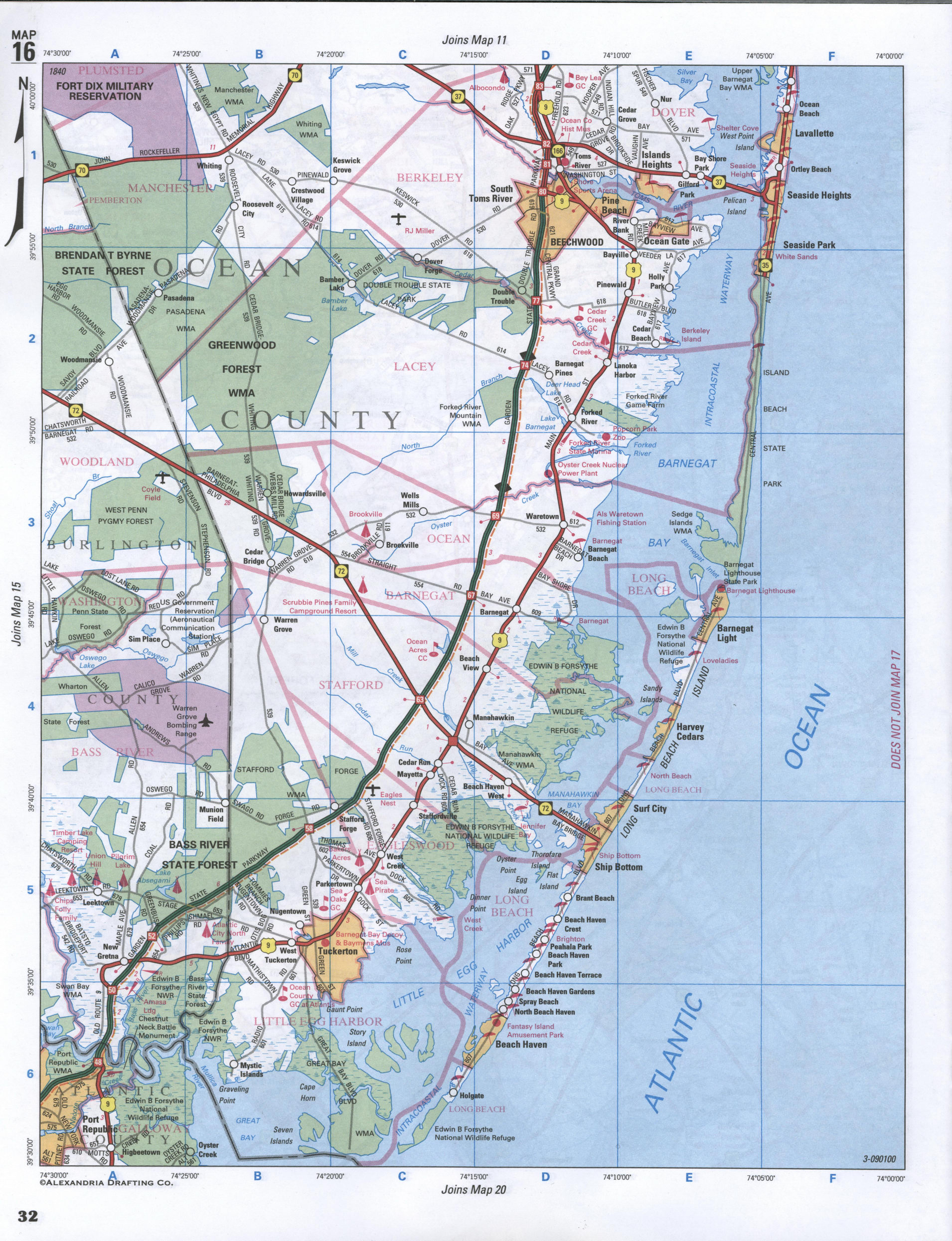 Image map of Ocean County, New Jersey state, Toms River township