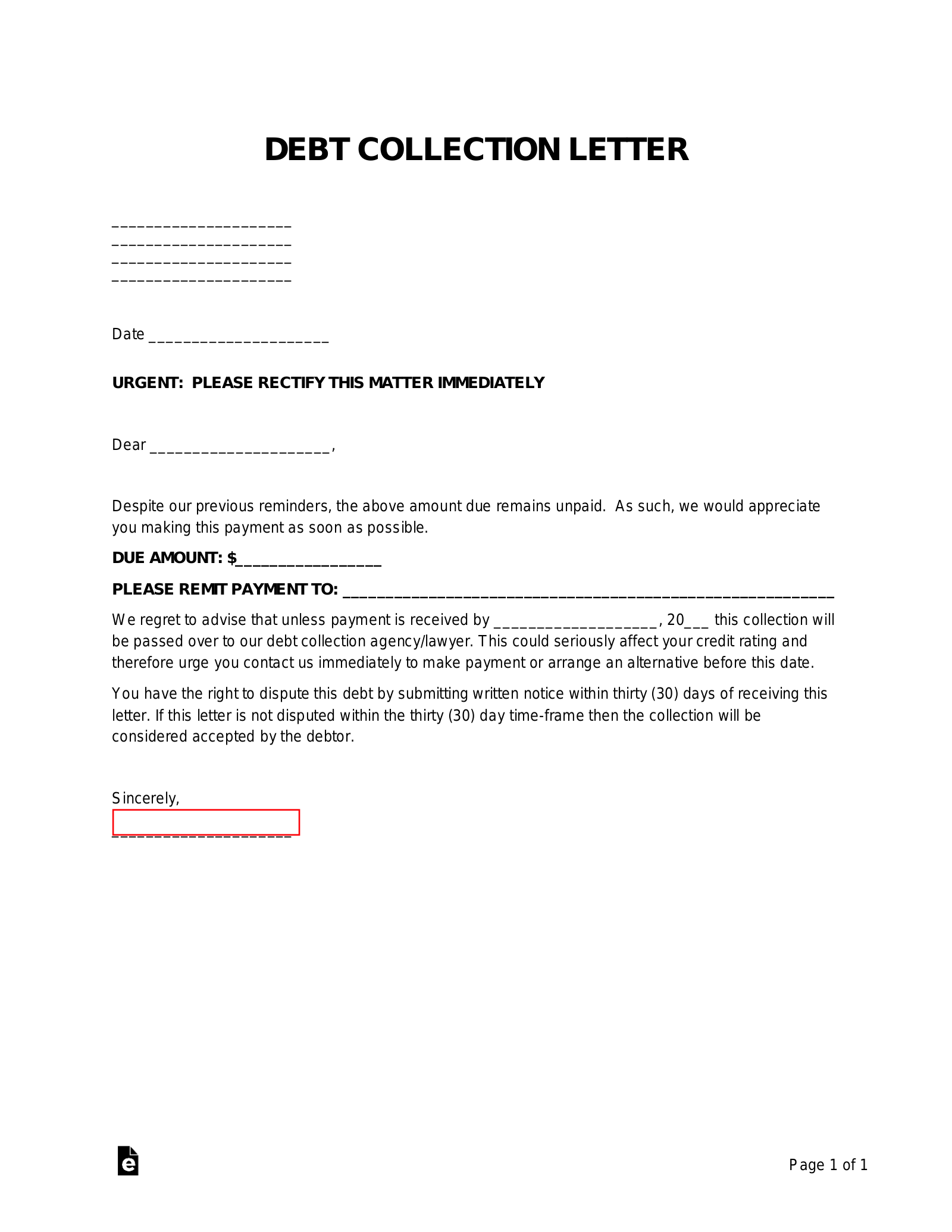 Payment Notification Letter Template