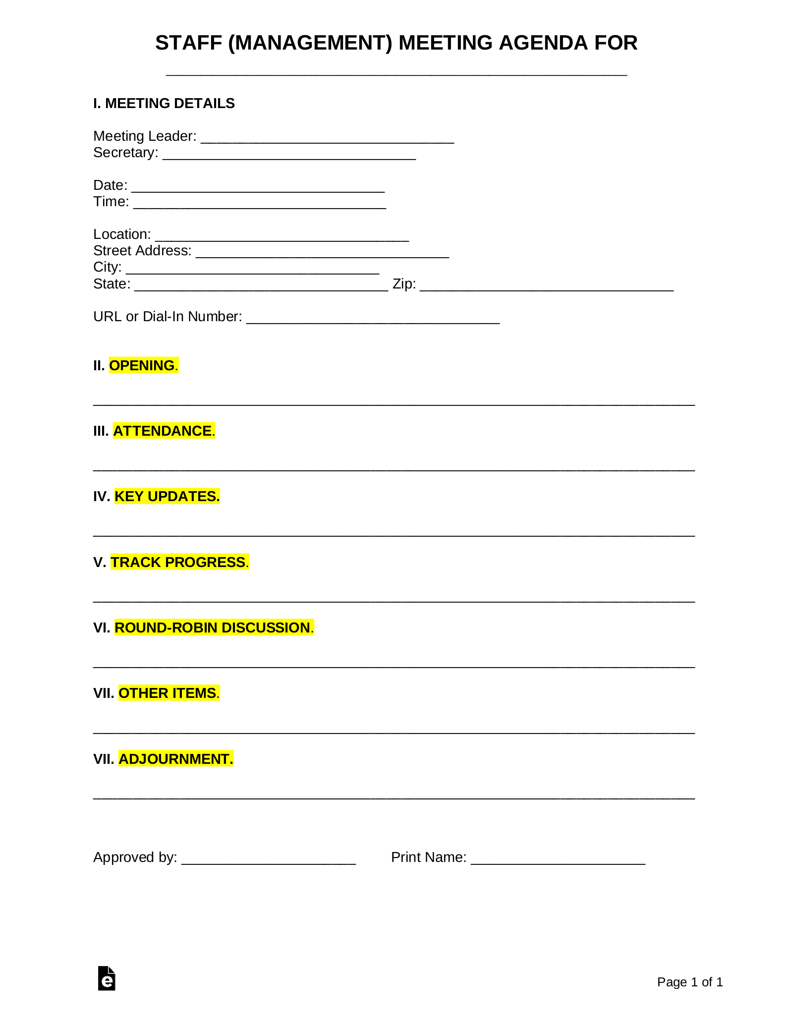 Free Staff Management Meeting Agenda Template Sample Pdf Word - Riset