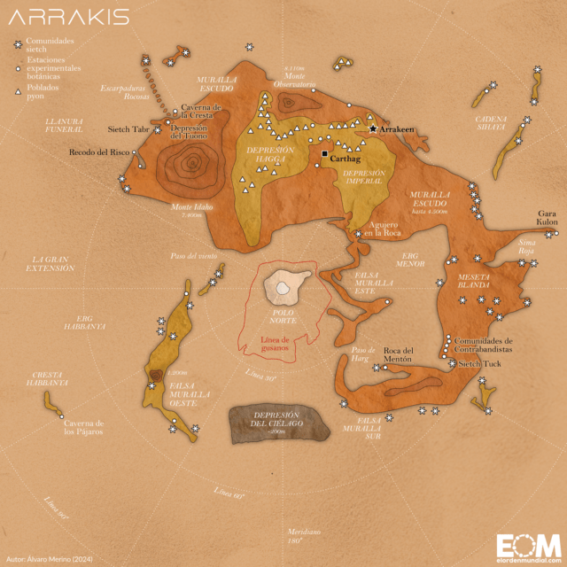 El mapa de Arrakis, el tablero geopolítico de Dune