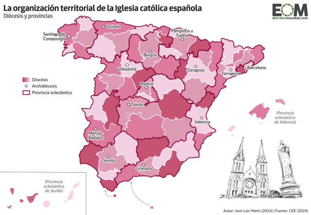 El mapa eclesiástico y de las diócesis de España