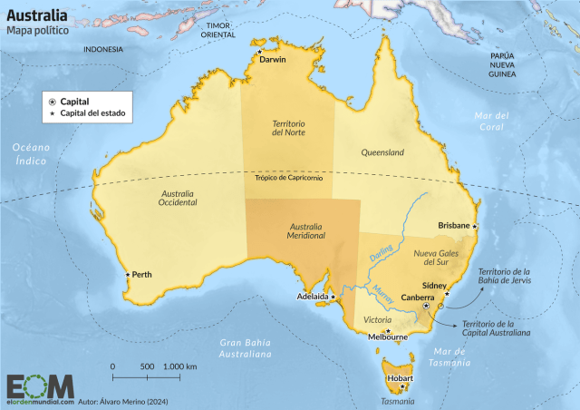 El mapa político de Australia