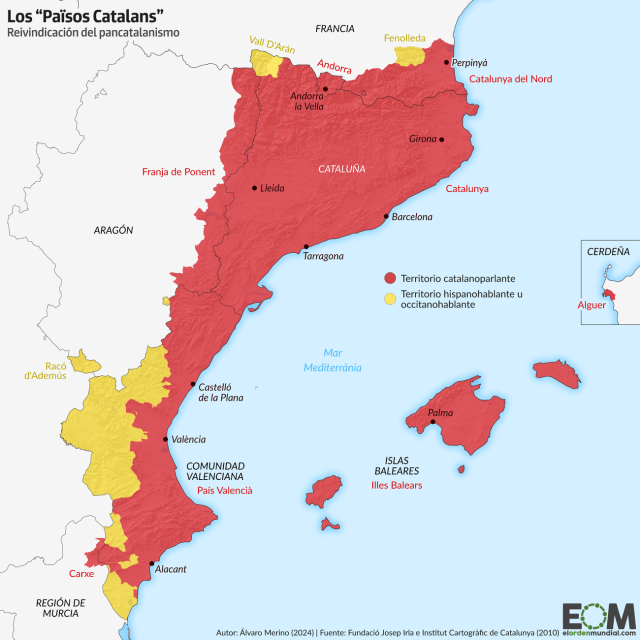 El mapa de los ‘Països Catalans’, la utopía del pancatalanismo