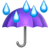 Bagaimana Umbrella with Rain Drops emoji terlihat di Apple.