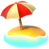 Bagaimana Beach with Umbrella emoji terlihat di Apple.