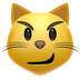 Bagaimana Cat with Wry Smile emoji terlihat di Apple.