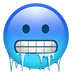 Bagaimana Cold Face emoji terlihat di Apple.