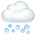 Bagaimana Cloud with Snow emoji terlihat di Apple.