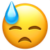 Bagaimana Downcast Face with Sweat emoji terlihat di Apple.