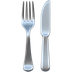 Bagaimana Fork and Knife emoji terlihat di Apple.