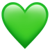 Bagaimana Green Heart emoji terlihat di Apple.