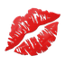 Bagaimana Kiss Mark emoji terlihat di Apple.