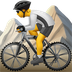 Bagaimana Person Mountain Biking emoji terlihat di Apple.