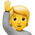 Bagaimana Person Raising Hand emoji terlihat di Apple.