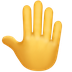 Bagaimana Raised Back of Hand emoji terlihat di Apple.