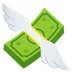 Bagaimana Money with Wings emoji terlihat di Joypixels.