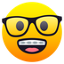 Bagaimana Nerd Face emoji terlihat di Joypixels.