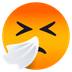 Bagaimana Sneezing Face emoji terlihat di Joypixels.