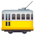 Bagaimana Tram Car emoji terlihat di Joypixels.