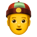 Como o emoji do Homem de boné é exibido no Apple.