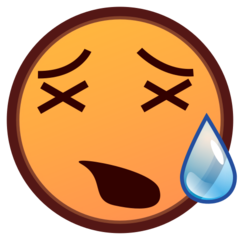 Hoe Vermoeid gezicht emoji eruit ziet op Emojidex.