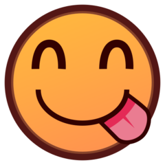 Hoe Lachend gezicht dat lippen likt emoji eruit ziet op Emojidex.