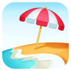 Hoe Strand met parasol emoji eruit ziet op Facebook.