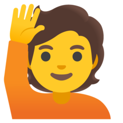 Bagaimana Orang mengangkat tangan emoji terlihat di Google.