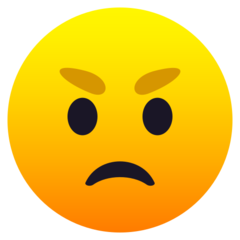 Bagaimana Wajah marah emoji terlihat di Joypixels.