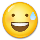 Come Faccina con un gran sorriso e goccia di sudore emoji appare su Lg.