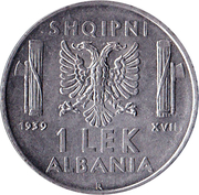 1 Lek - Victor Emmanuel III - reverse