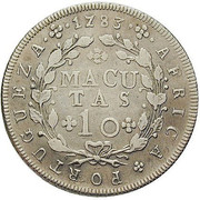 10 Macutas - Maria I and Pedro III – reverse