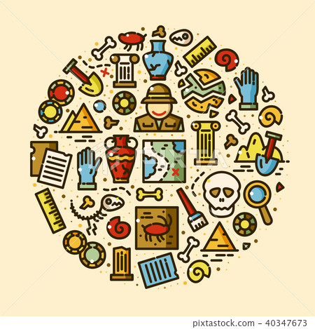 Archeology vector icons set 40347673