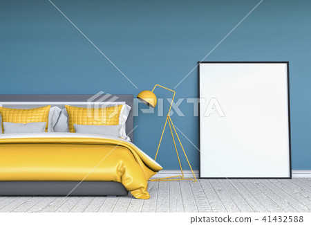 Mock up blank poster interior bed room. 3d render 41432588