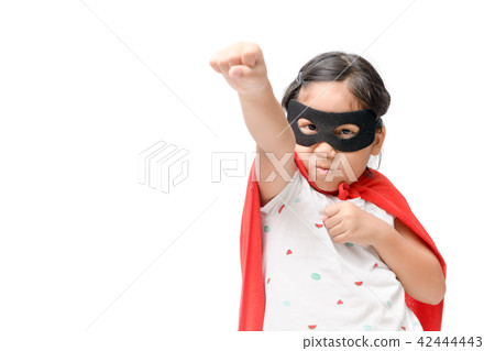 Little child plays superhero isolated 42444443