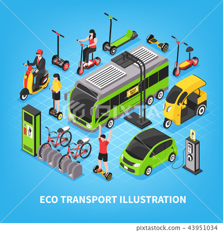 Eco Transport Isometric Illustration  43951034